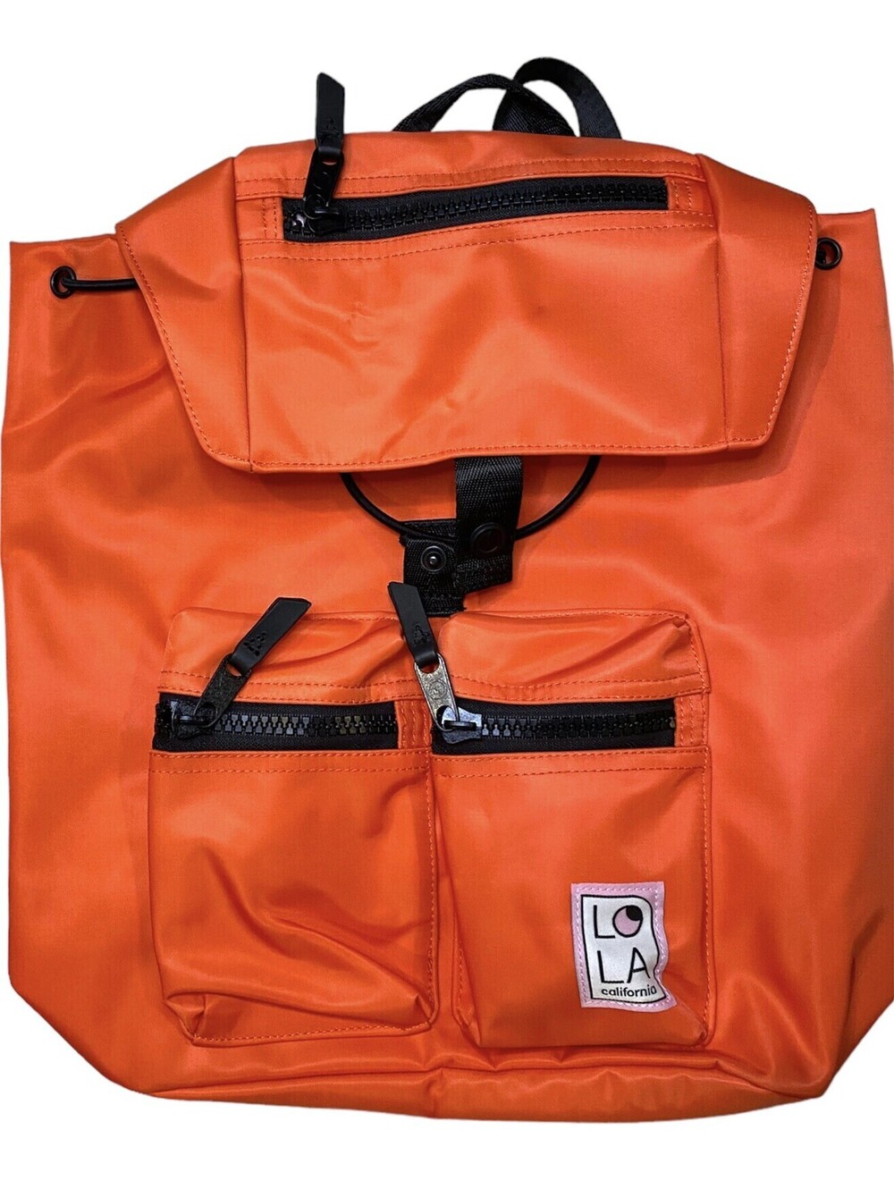 NWOT LOLA Nylon Coral Backpack Mondo Phantasm Large Drawstring Hiking Cali
